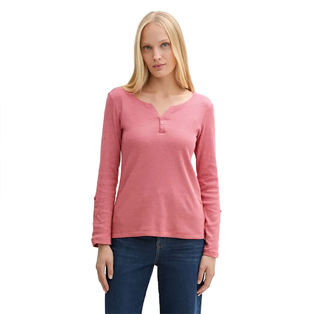 

Лонгслив Tom Tailor Henley, розовый