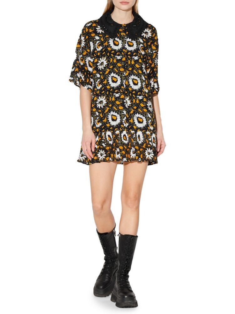 

Люксембургское свободное мини-платье Bionca Walter Baker, цвет Black Floral