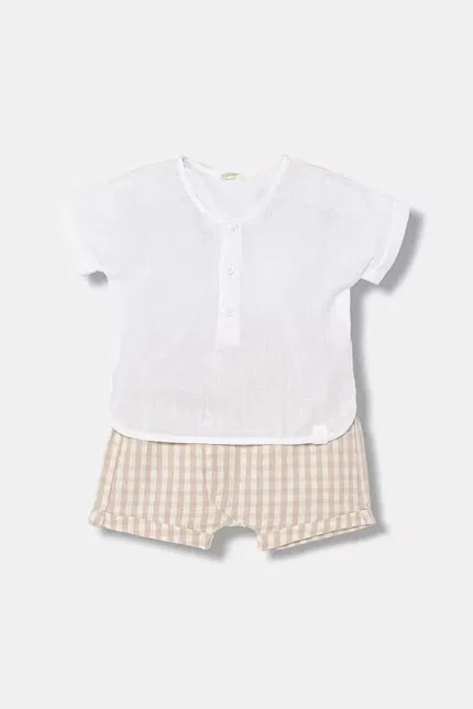Комплект с льняной тканью модель с клеткой United Colors of Benetton, бежевый