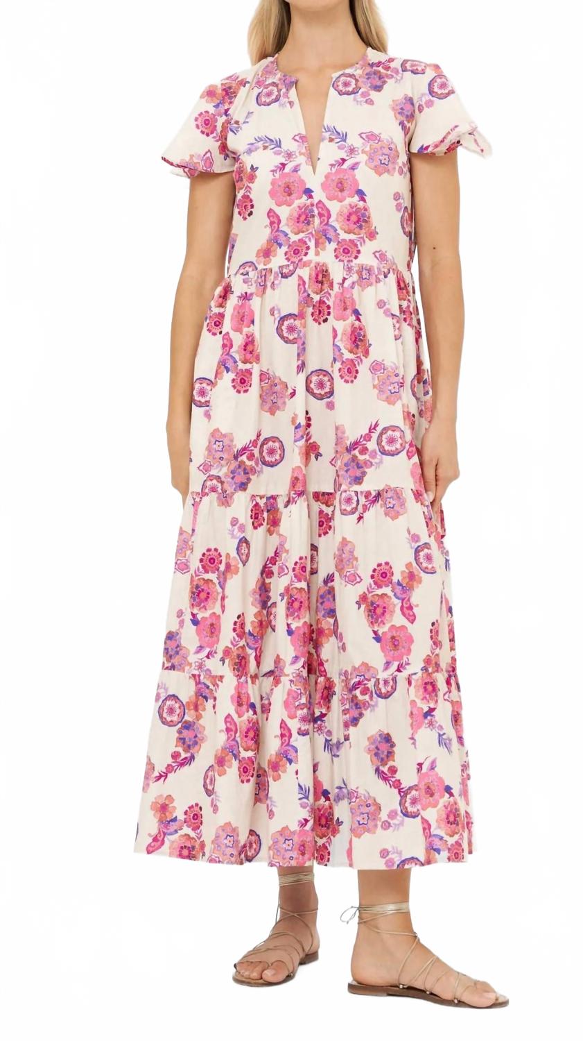 

Расписные цветы: макси-платье с V-вырезом в оттенке Pretoria Pink Oliphant