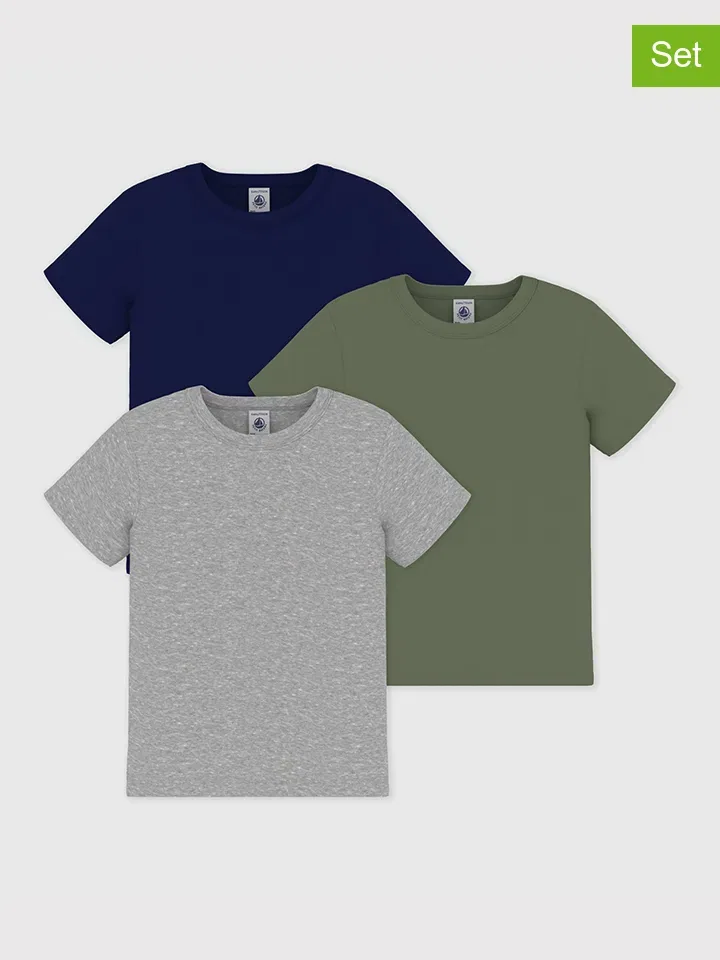 Футболки набор 3 шт, разноцветные, PETIT BATEAU, разноцветный