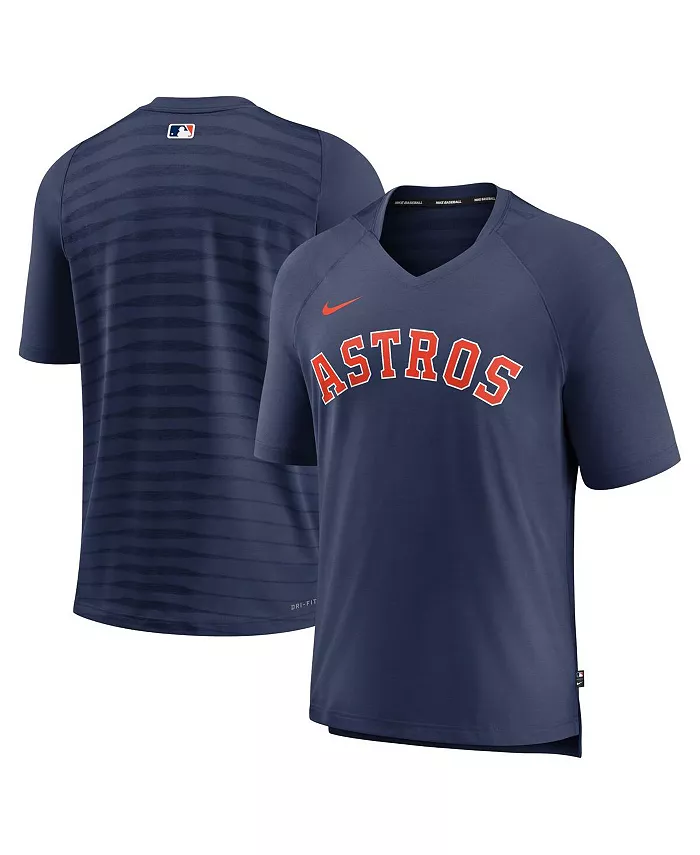 Мужская футболка Houston Astros Authentic Collection Pregame Raglan Performance V-Neck в синем цвете Nike — фото 2