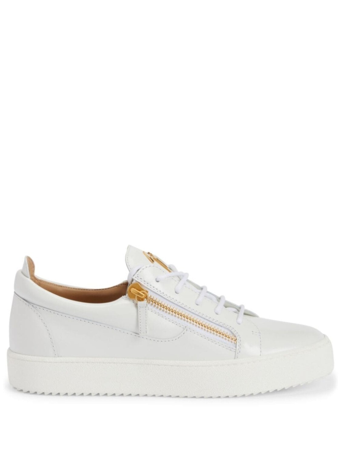 

Кеды Giuseppe Zanotti Frankie кожаные с золотыми молниями, белый