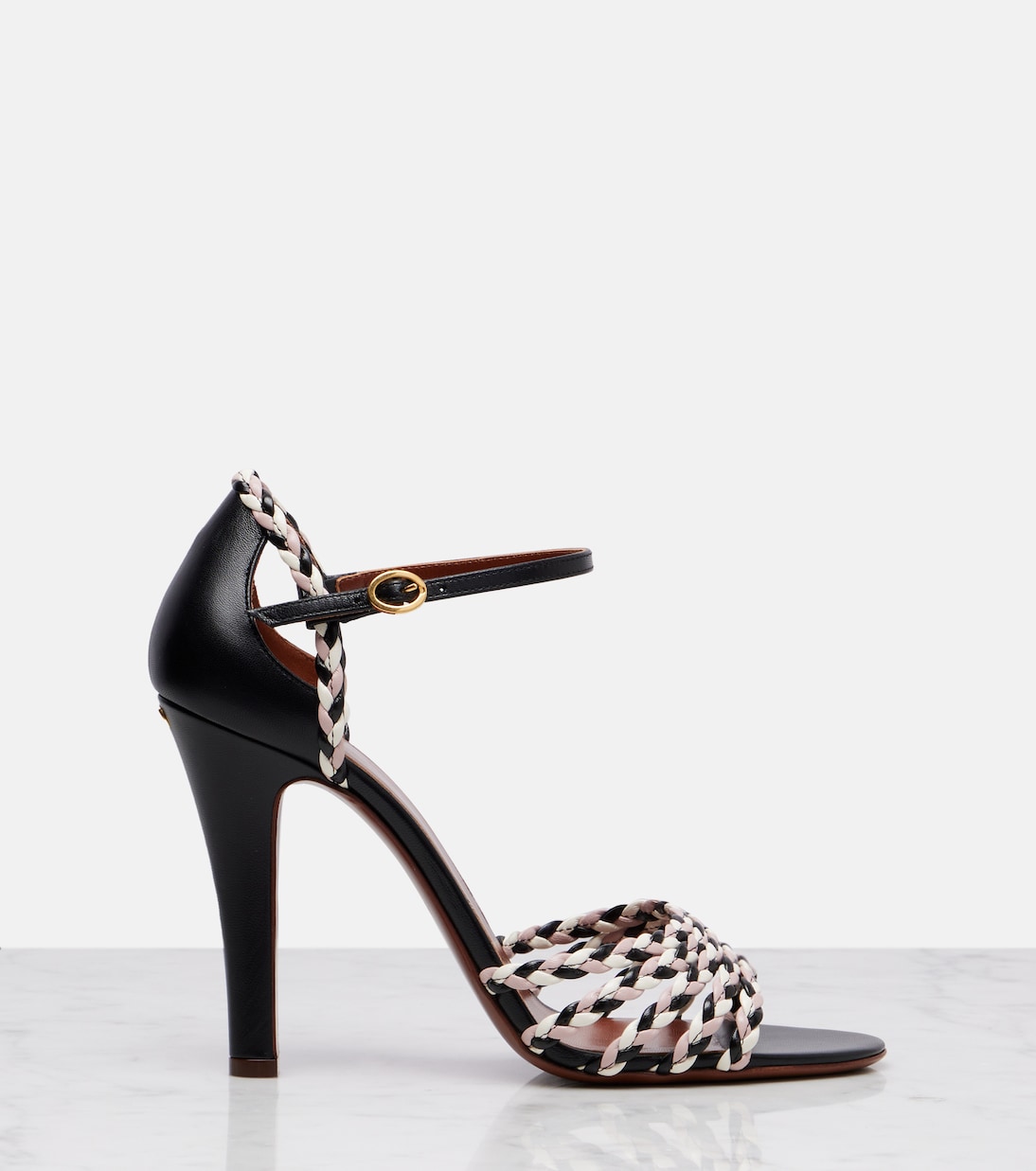 Туфли-лодочки Hi Dolly 105 с плетёным кожаным верхом Valentino Garavani, Black Mix — фото 4