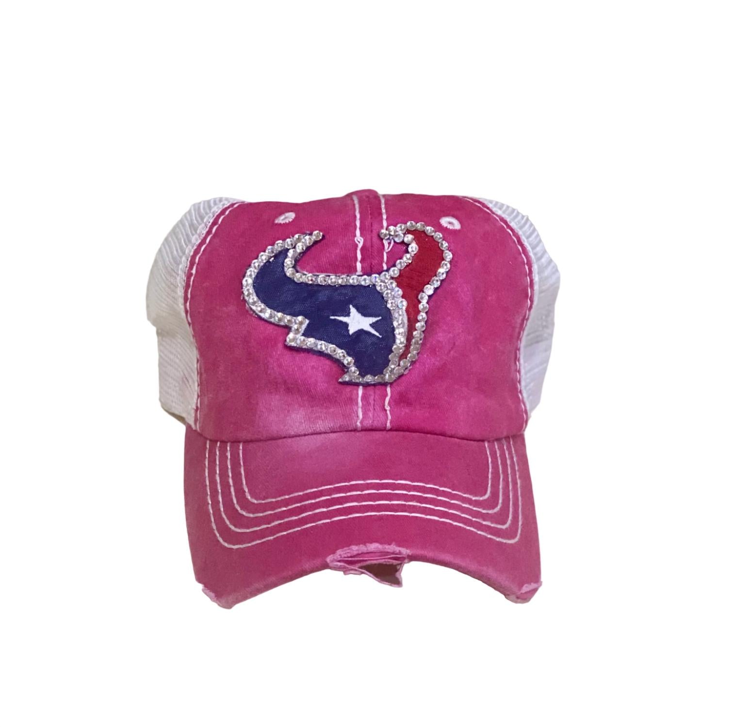 

Женская состаренная кепка Houston Texan Trucker в красном цвете Sweet Texas Treasures