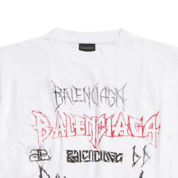 Футболка diy metal t-shirt 'white black red' Balenciaga, белый — фото 3