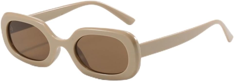 

LVTFCO Модные простые повседневные овальные солнцезащитные очки в стиле ретро "ястребиная клюва" для тонких дужек, с защитой от УФ-излучения, клетчатым рифленым рисунком, женские, Khaki