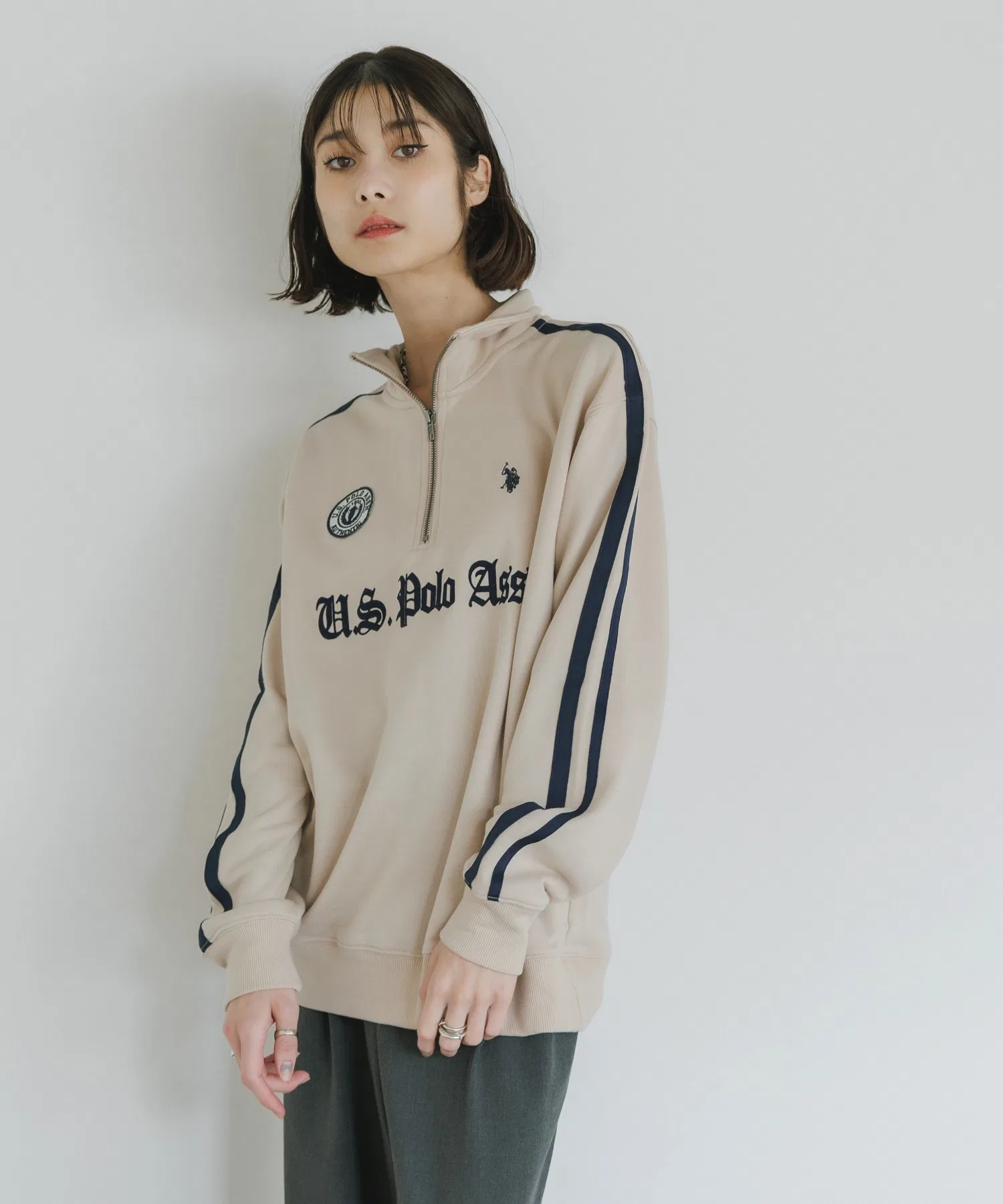 Толстовка с застежкой-молнией до середины груди и вышивкой от US POLO ASSN. — фото 3
