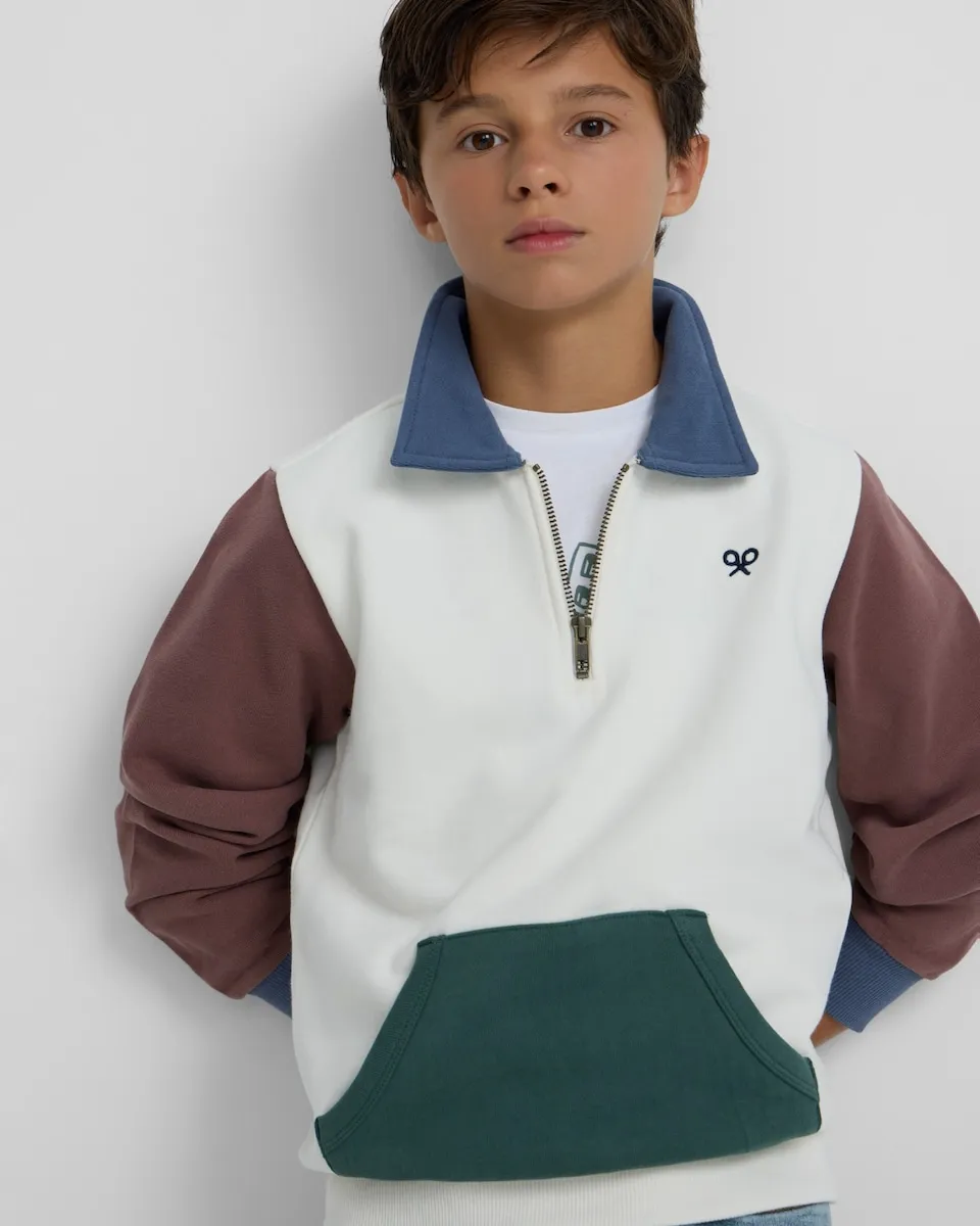 

Детская толстовка с половинной застежкой-молнией, разноцветная, белая Silbon