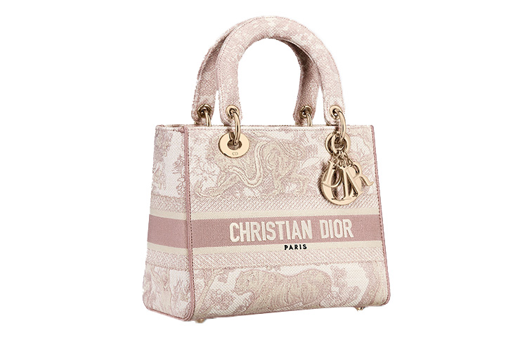 DIOR Lady D Lite Fabric Lady Bag, сумка, через плечо, кроссбоди среднего размера, женская, розовый — фото 2
