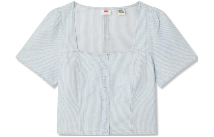 Блуза Pascale в полоску из денима Levis, синий белый stripes — фото 2