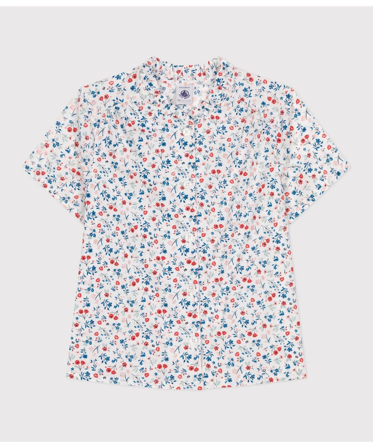 Детская блузка с цветочным принтом PETIT BATEAU белая