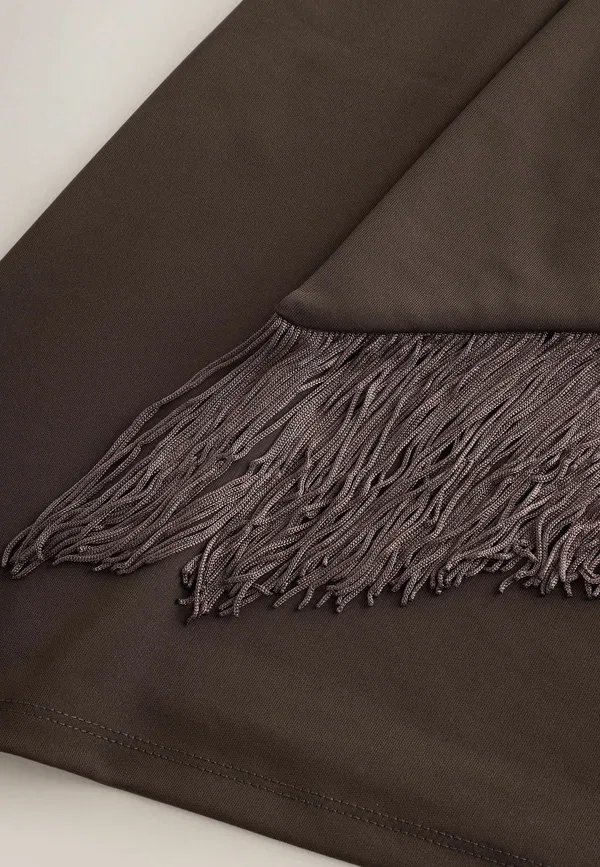 Топ Next, Regular fit sleeveless halter neck fringe scarf top, шоколадно-коричневый — фото 2