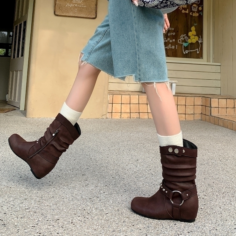 Yeezyy Reezy Коричневые женские полусапожки на каблуке 6 см, цвет Brown — фото 3