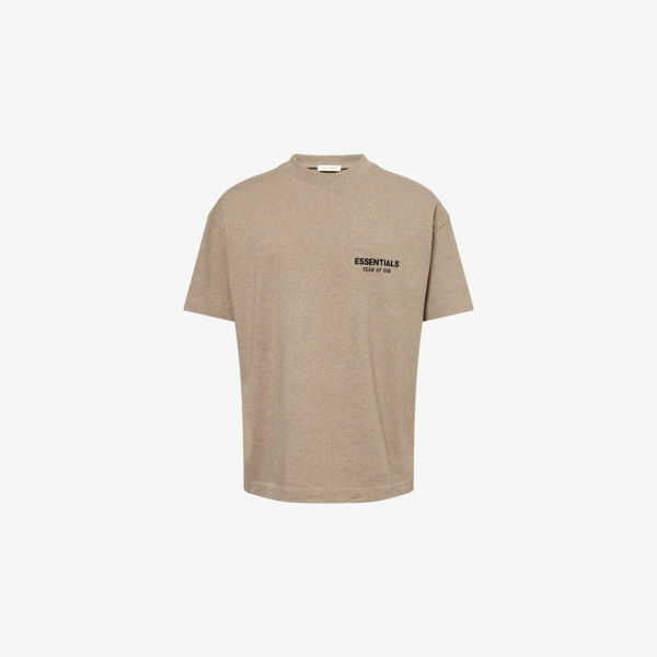 

Футболка из хлопка свободного кроя с логотипом Fear Of God Essentials, цвет homestead heather