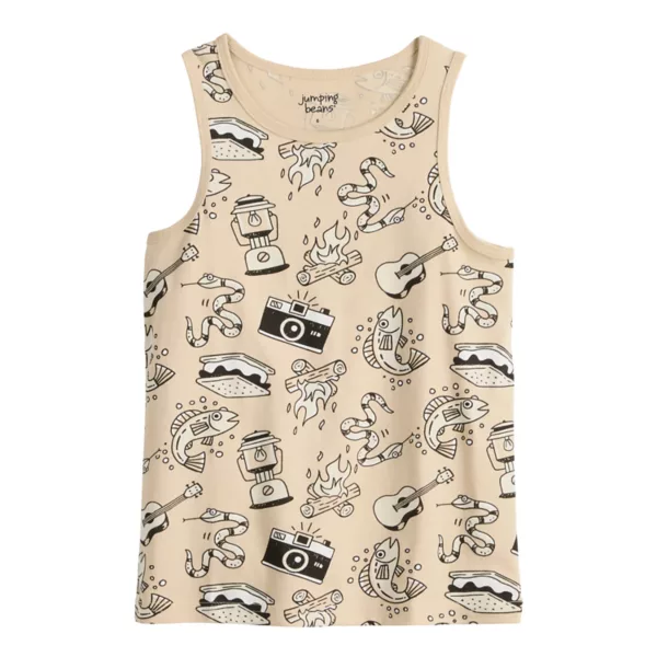 

Базовая майка для мальчиков 4-12 лет Jumping Beans, цвет beige camping print