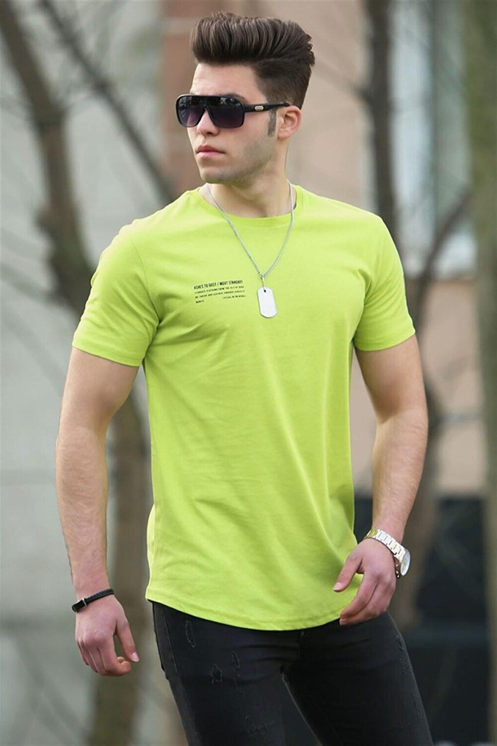 

Зеленая базовая мужская футболка 4511 MADMEXT, Зеленый, Зеленая базовая мужская футболка 4511 MADMEXT