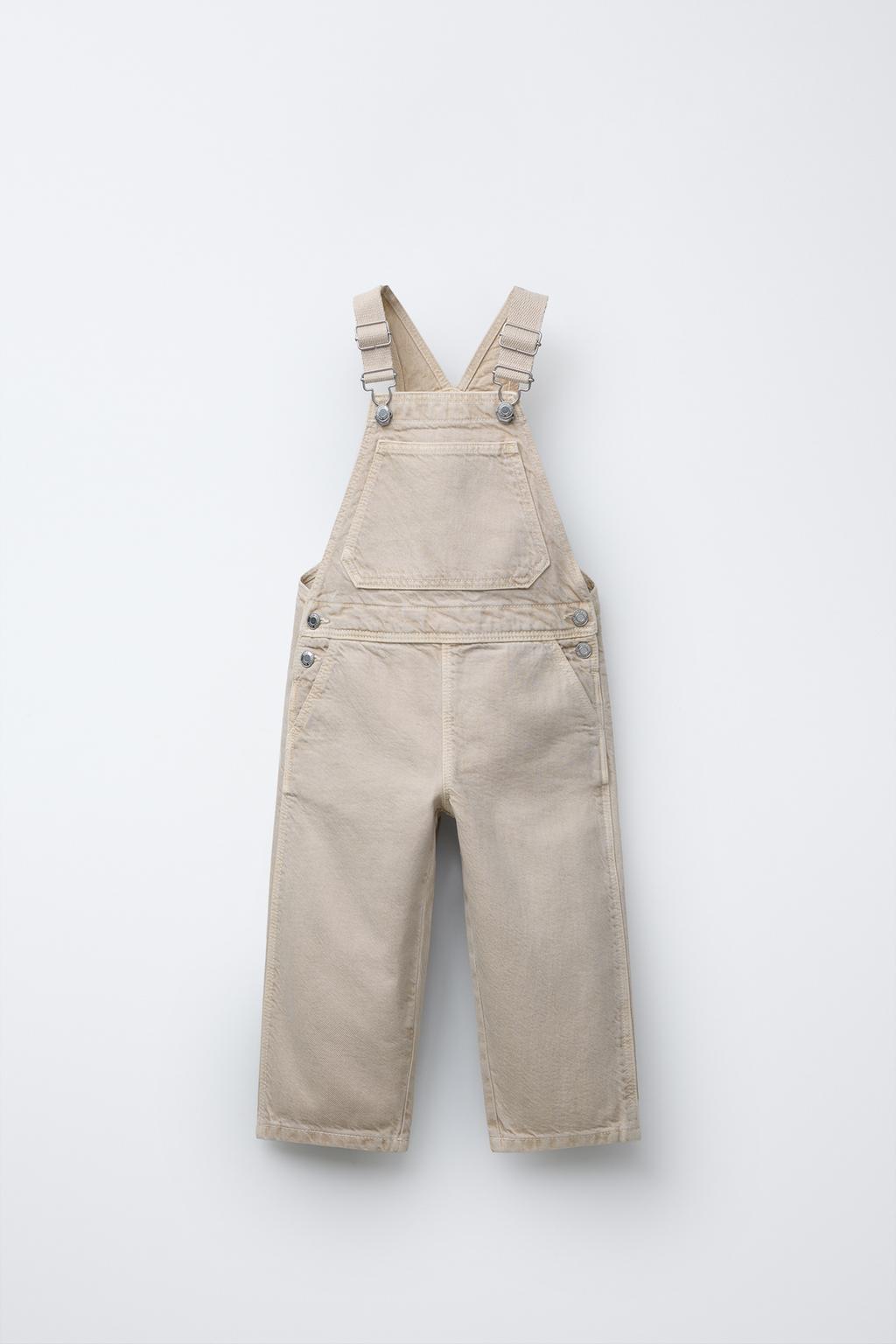 

Длинный саржевый комбинезон ZARA, экрю