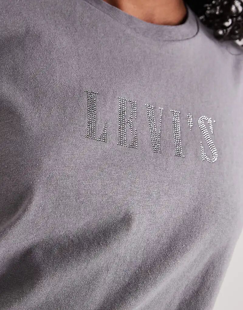 Классическая футболка с логотипом Levi's серого цвета — фото 3