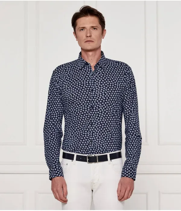 Рубашка P-ROAN-kent-C1-233 slim fit Boss, темно-синий — фото 3