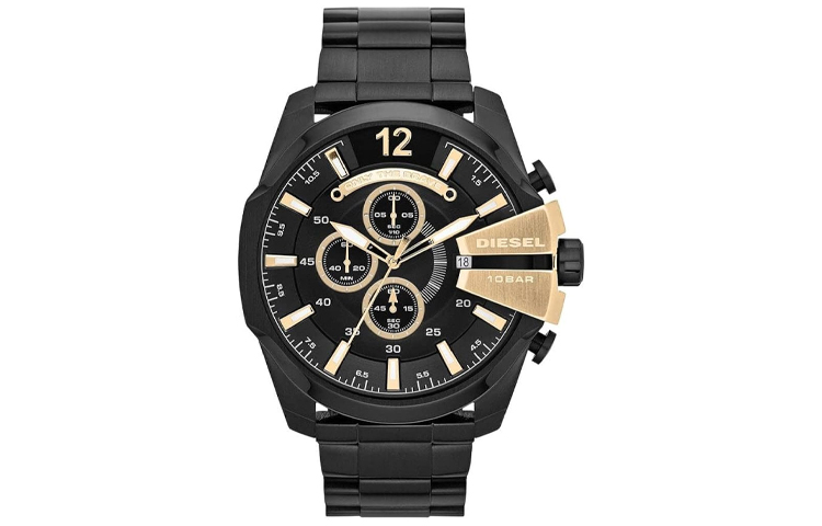 

DIESEL Часы MEGA CHIEF Collection Wrist Watch Quartz Movement Stainless Steel Strap 51mm Black Dial Men's Watch DZ4338, Black Dial