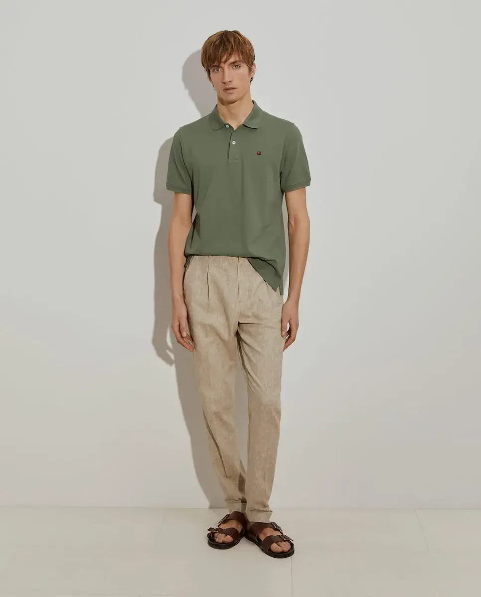 

Мужская рубашка-поло из хлопка, обычного кроя Lion of Porches, военный зеленый