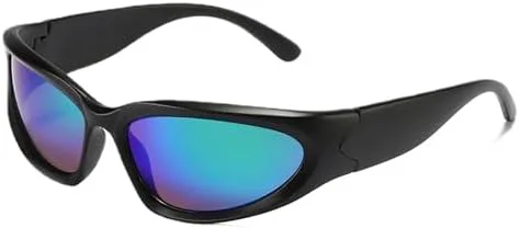 

Панк-очки 2027 года для женщин и мужчин, зеркальные спортивные солнцезащитные очки в винтажном стиле, мужские солнцезащитные очки UV400 MTZJH, Black Green