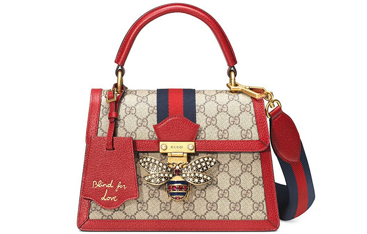 

GUCCI Сумка Queen Margaret Canvas With Leather, через плечо, кроссбоди, женская Ebony/Red