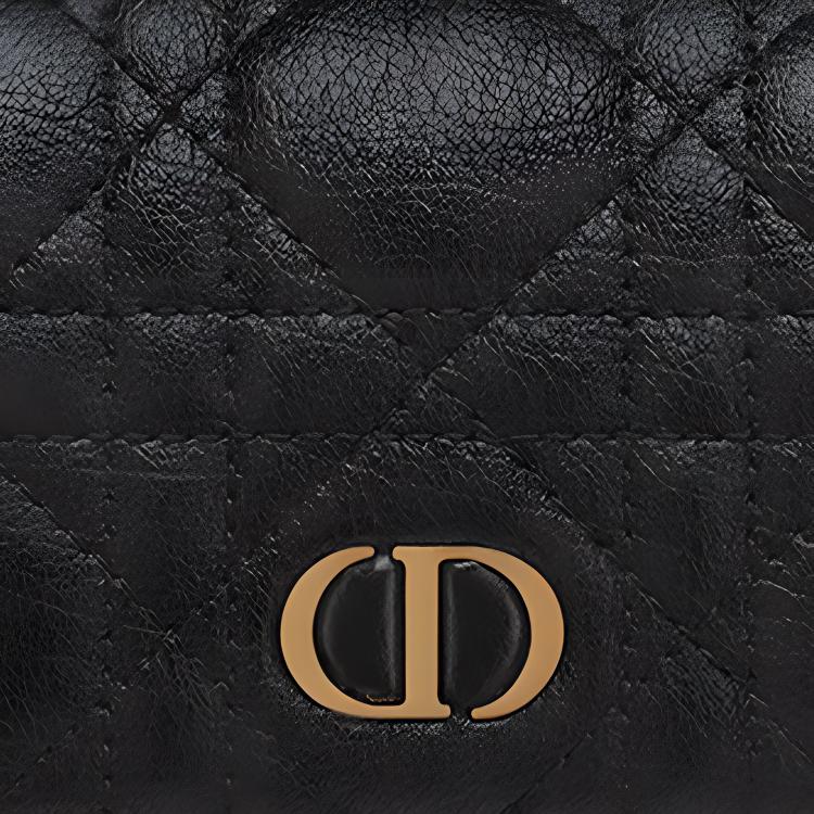 DIOR Кардхолдер из мягкой телячьей кожи миниатюрный женский черный — фото 4