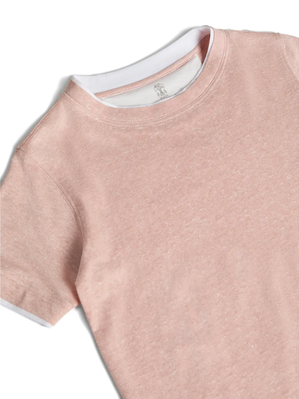 Футболка из льна и хлопкового джерси Brunello Cucinelli Kids, розовый — фото 3