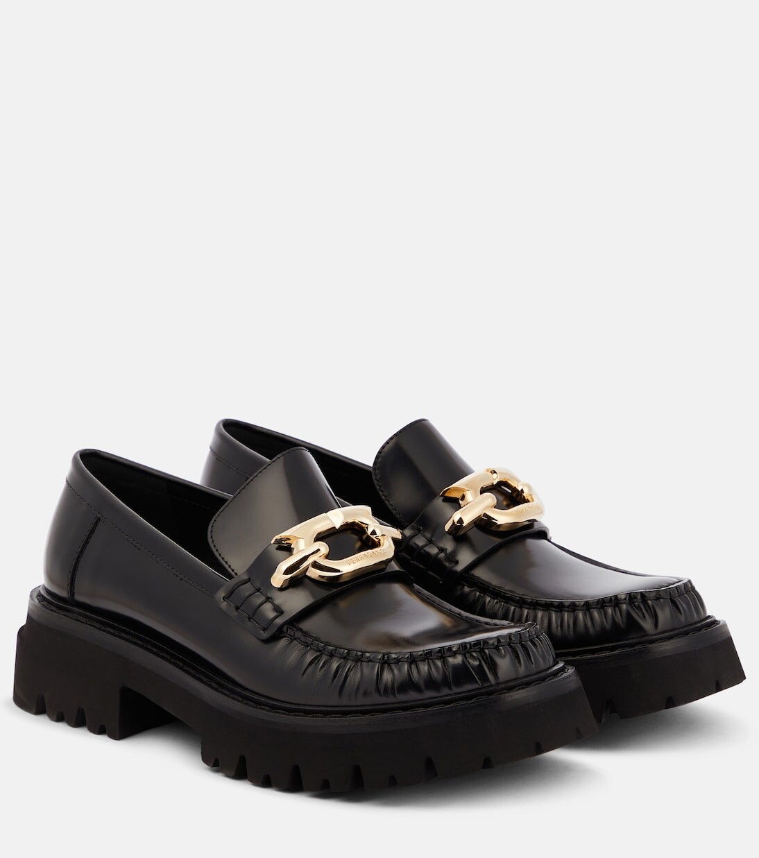 Кожаные лоферы с украшением Ferragamo, черный