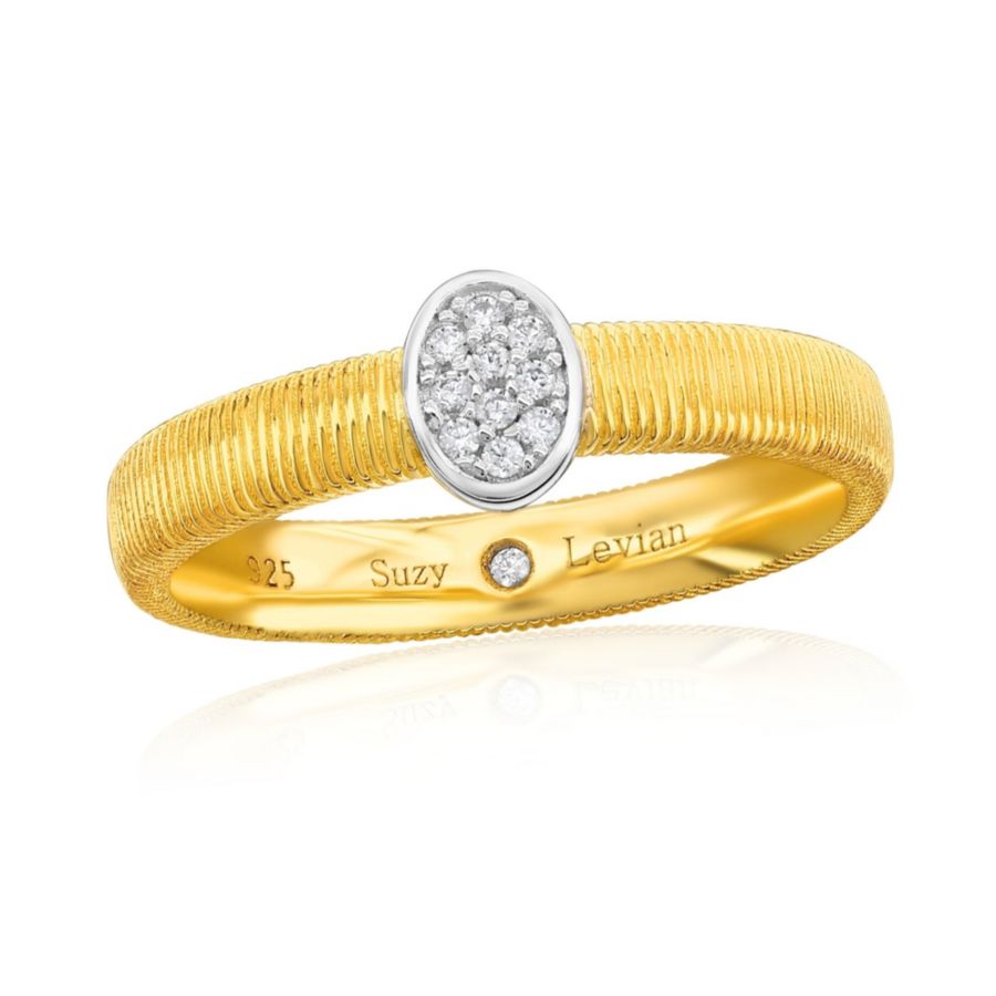 

Кольцо Suzy Levian Golden Helix из стерлингового серебра с кубическим цирконием в форме овальной спирали Suzy Levian New York, Golden