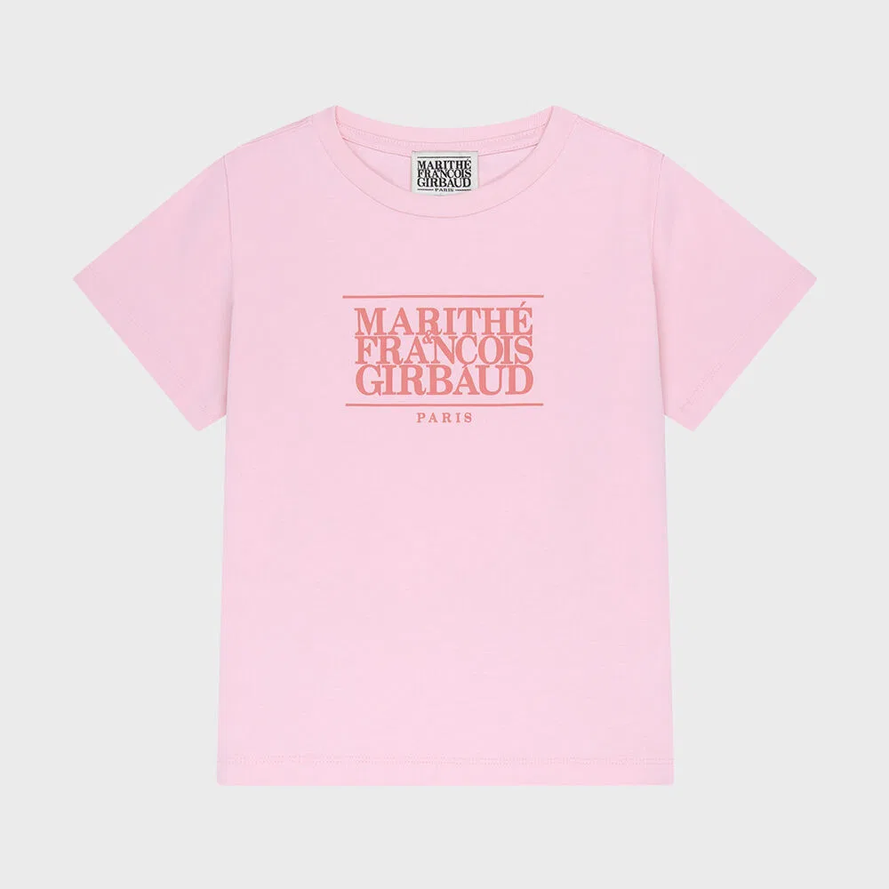 Детская футболка с классическим логотипом розового цвета от Marithé Kids — фото 2