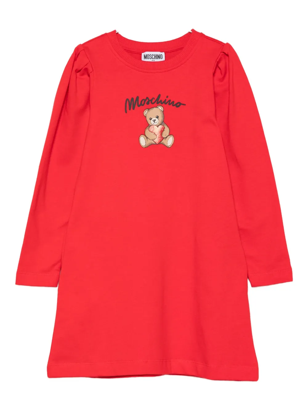 

Платье с принтом «Тедди» и рукавами-буфами Moschino Kids, красный