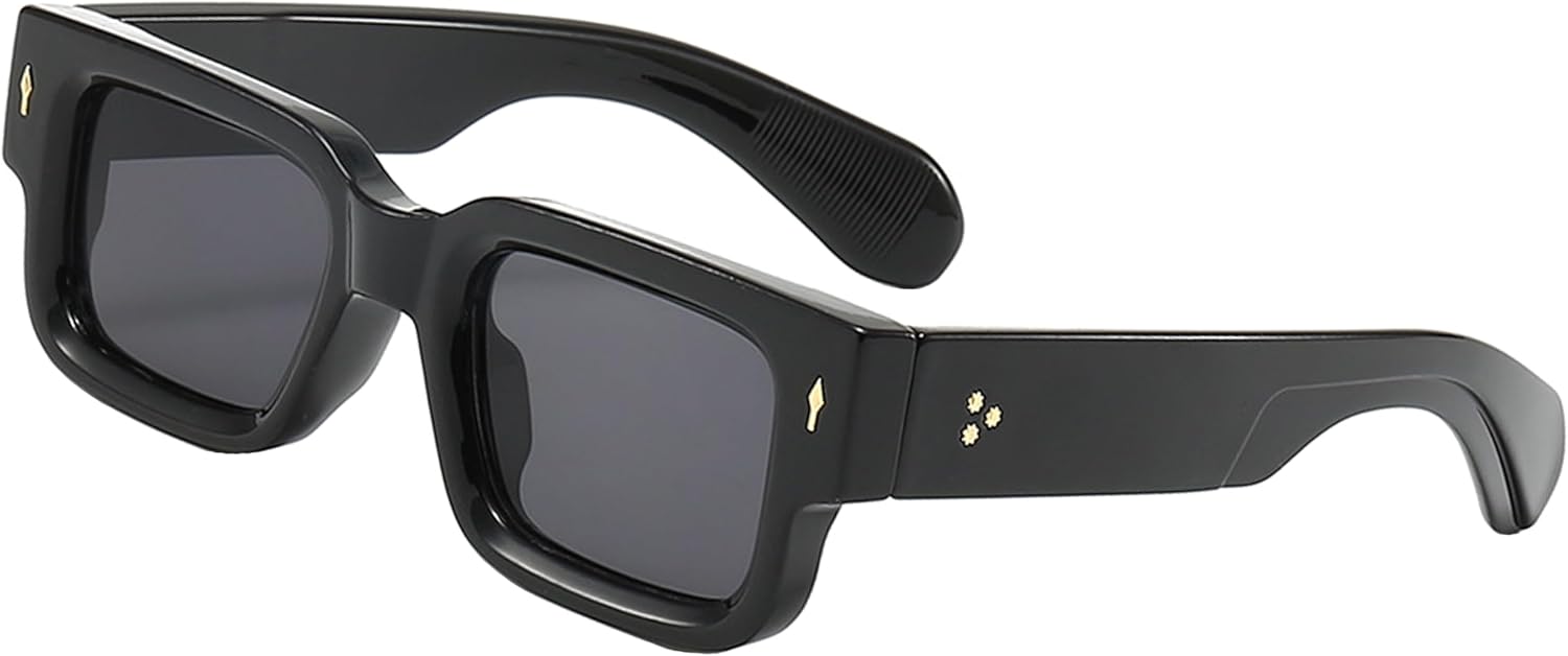 

Винтажные квадратные солнцезащитные очки-авиаторы для женщин и мужчин, модные в стиле 70-х годов, с двойной перемычкой, защитой от УФ-излучения UV400 и антибликовым покрытием Thryvox, Black