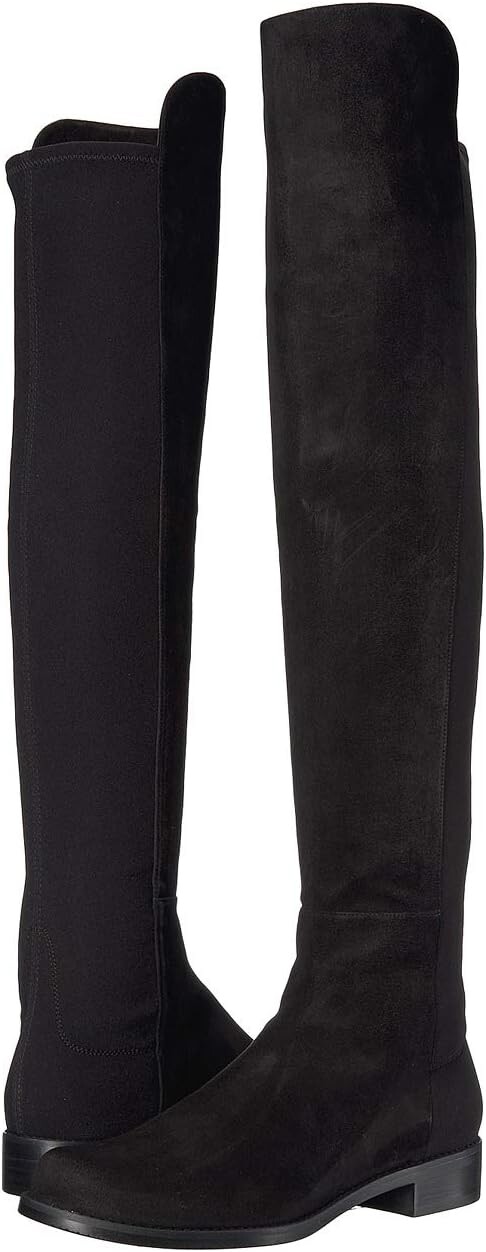 Сапоги The 5050 Boot Stuart Weitzman, цвет Black Suede/Stretch Gabardine