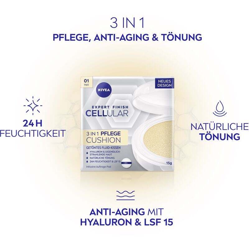Кушон для ухода Expert Finish Cellular 3 в 1, светлый оттенок 01 NIVEA, 15 g — фото 4