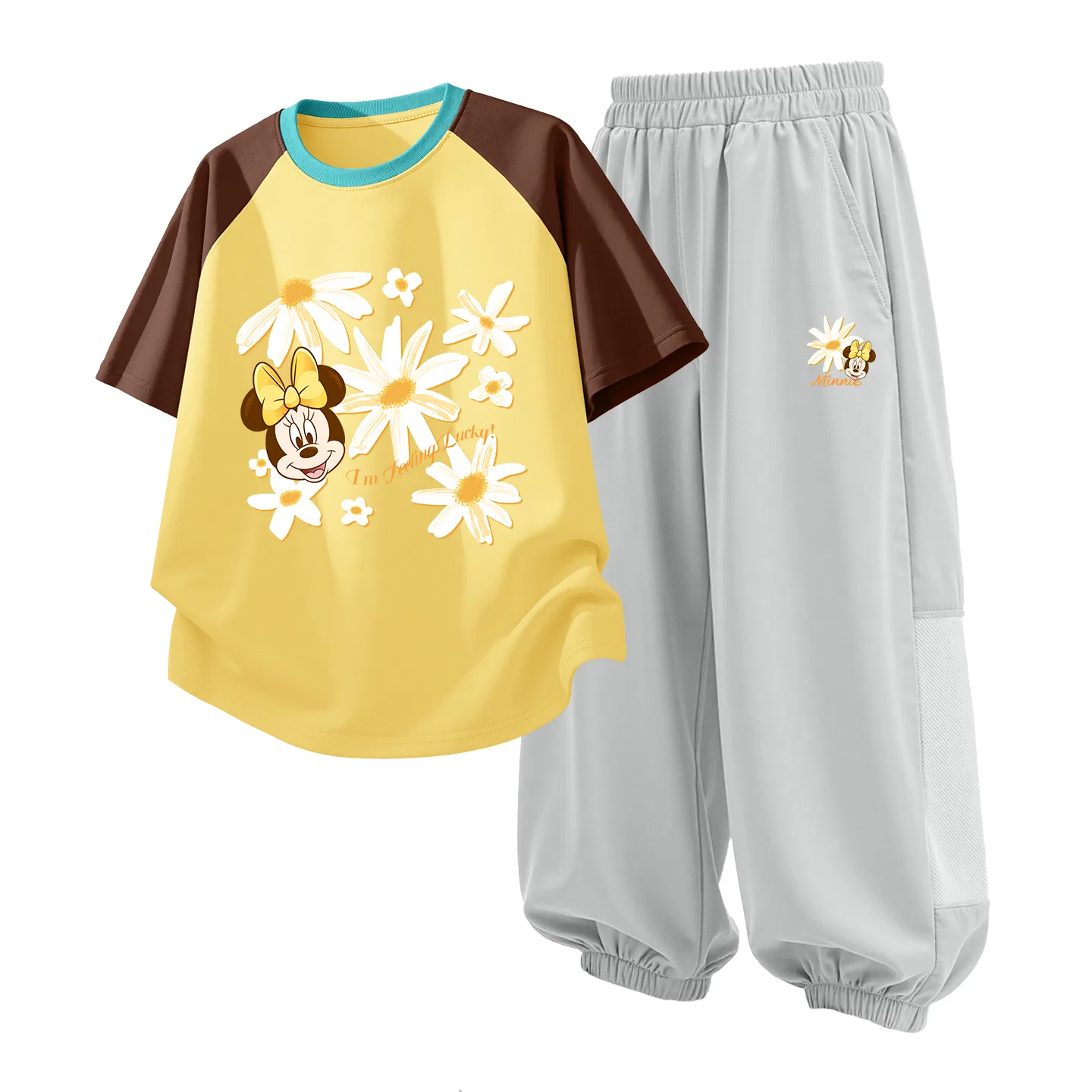 Детский спортивный костюм Casual Sportswear 2 Piece Set Disney, Di Ring Flower Brown Yellow+Di Prosperity Flower K Misty Mountain Gray — фото 4