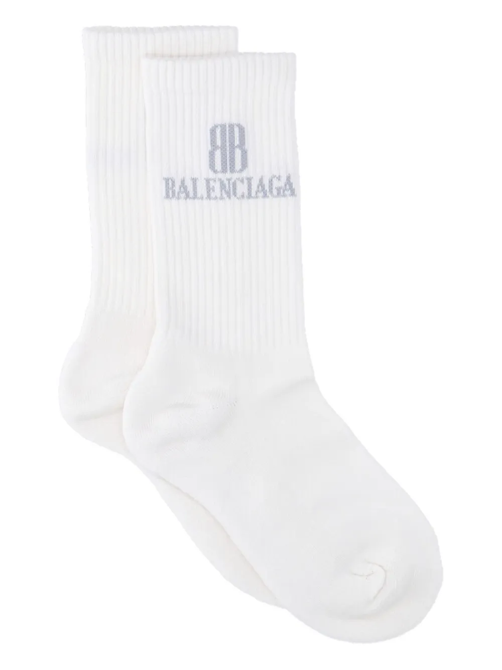 

Носки в рубчик с вышитым логотипом BALENCIAGA, белый