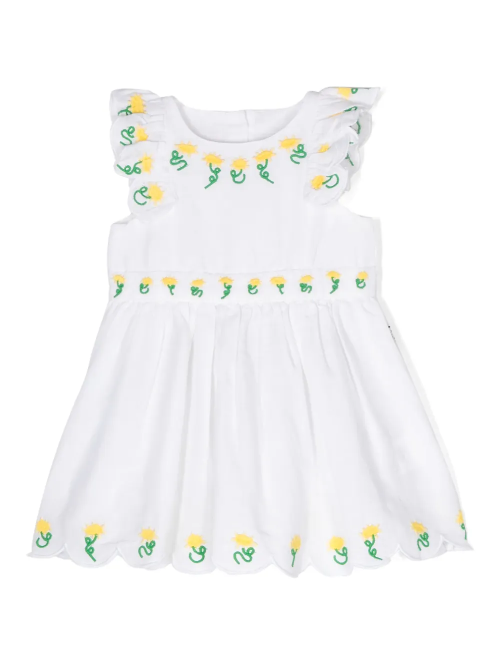 

Платье без рукавов с цветочной вышивкой Stella McCartney Kids, белый