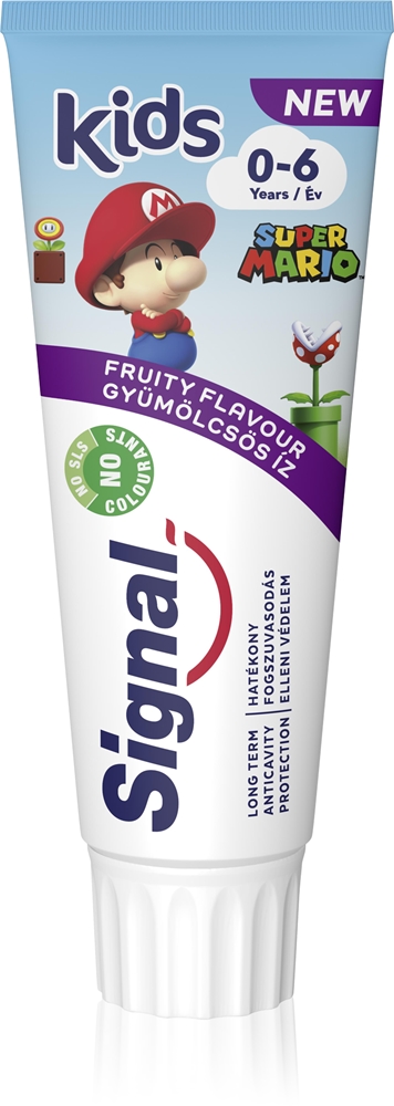 

Детская фруктовая зубная паста для детей Signal, 0 - 6 - super mario 75 мл