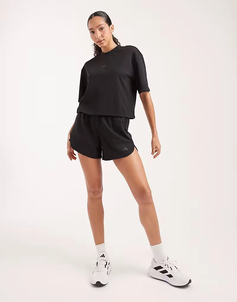 Adidas performance Тренировочные шорты Adidas Training Pacer с вафельной текстурой и боковыми карманами на молнии, черные — фото 4