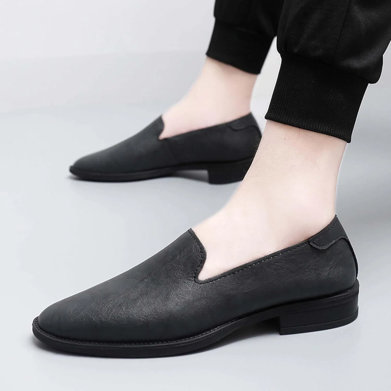 Мокасины классические Leather Shoes, черный — фото 2