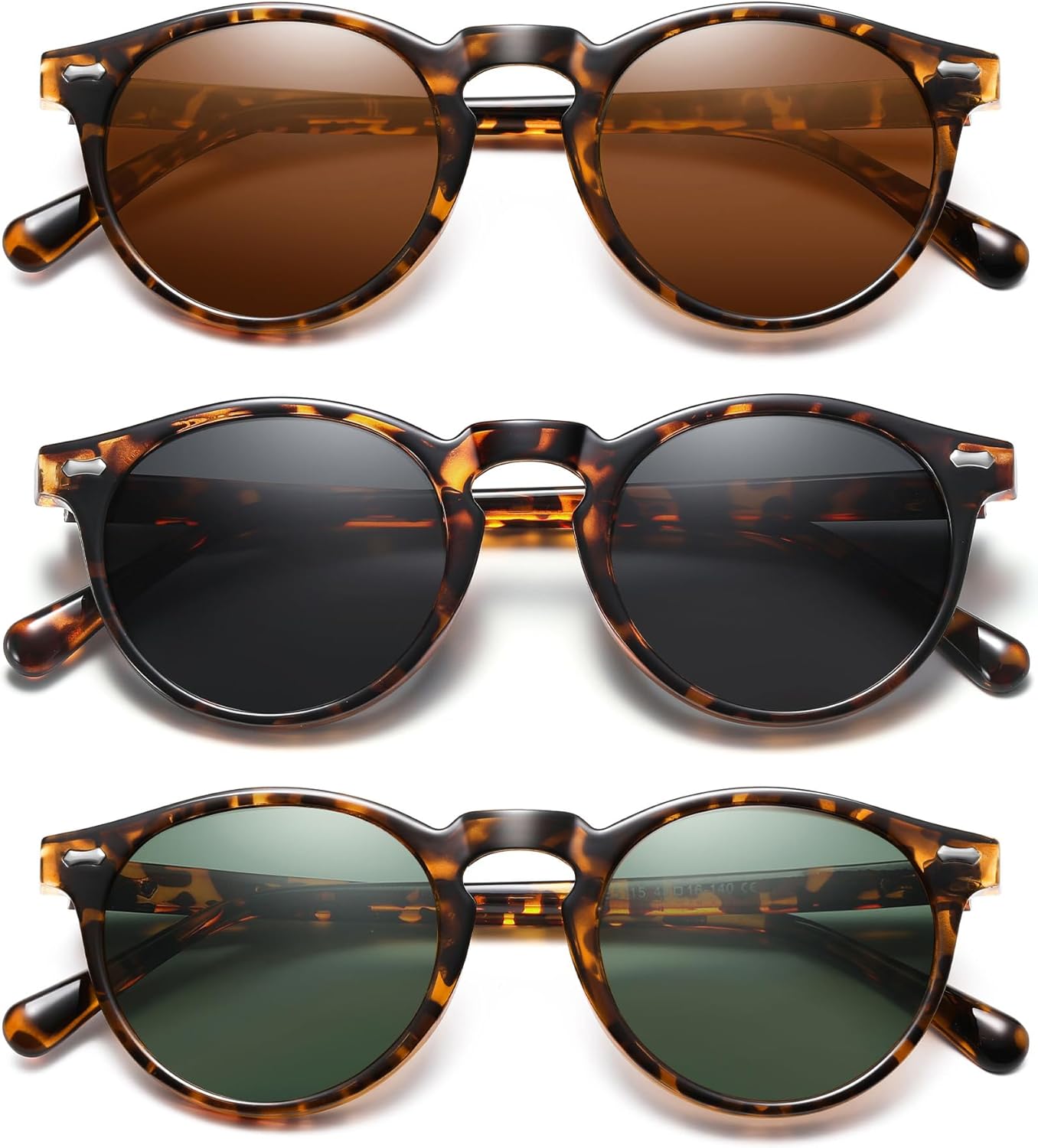

Ретро маленькие круглые поляризованные солнцезащитные очки для женщин в винтажном стиле, защита от УФ-излучения YMRFW, 3pack (Tortoise Frame/Brown Lens+tortoise Frame/Green Lens+tortoise Frame/Gray Lens)