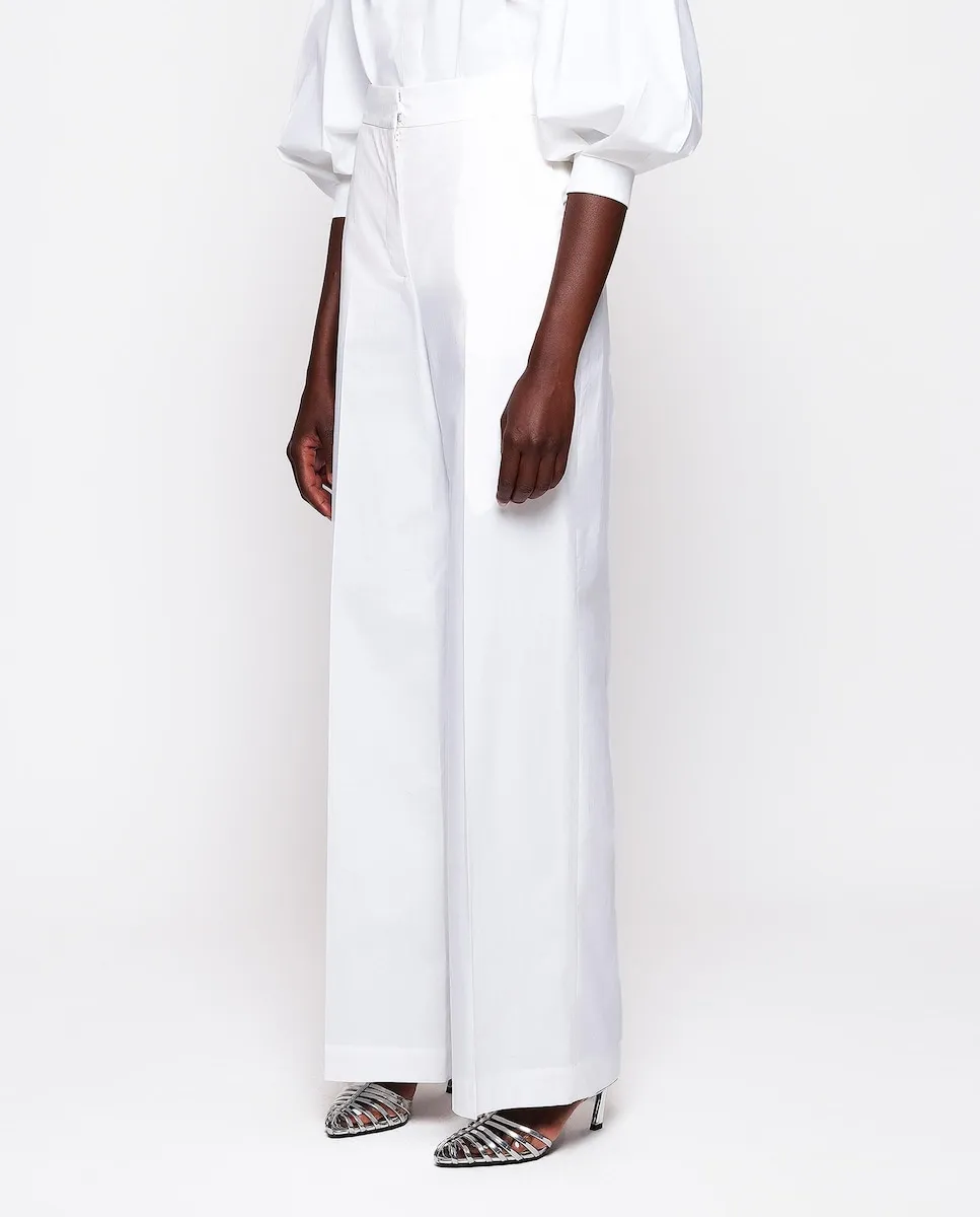 

Женские брюки широкого кроя из хлопка с высокой талией Mirto, белый