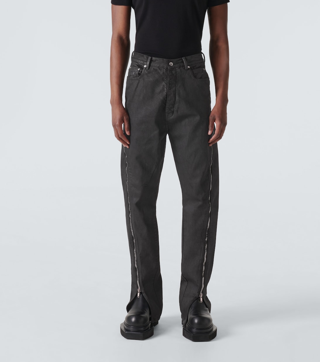 Джинсы Bolan Banana с высокой посадкой и заниженной талией Rick Owens, Black Wax — фото 3