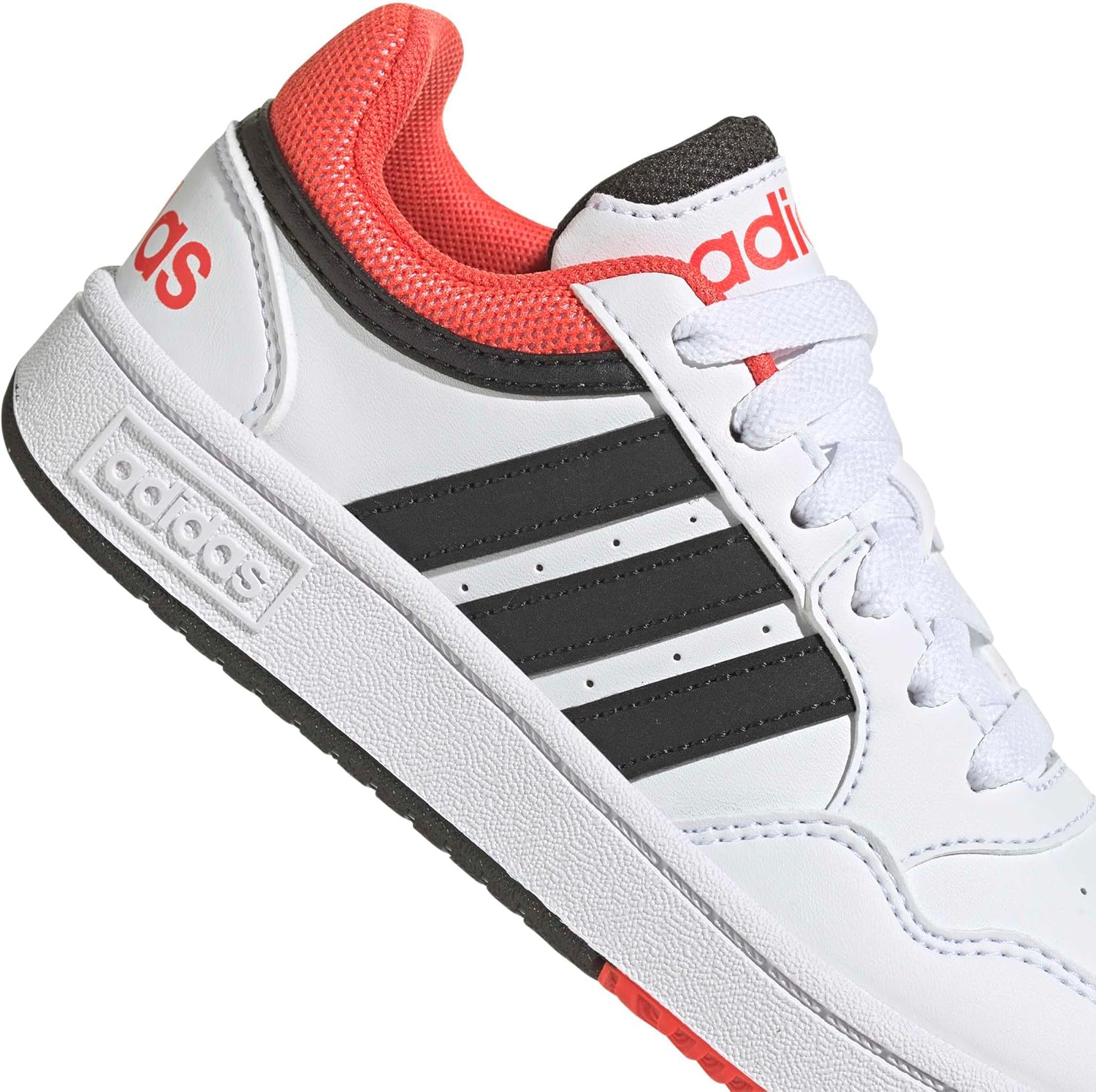 Кроссовки Adidas Kids' Hoops 2.0 Mid, белый/черный/красный/ярко-красный — фото 4