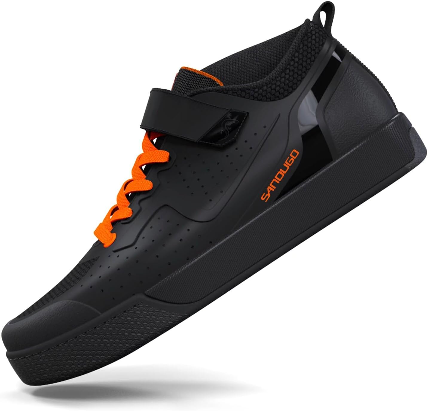 

Мужские велотуфли MTB для горного велосипеда SPD, подходят для даунхилла и эндуро, совместимы со всеми педалями на 2 болта, черные SANDUGO, черный/оранжевый