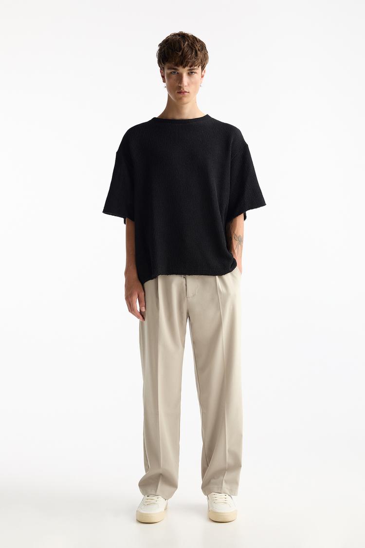 

Широкие брюки приталенного кроя Pull And Bear, экрю