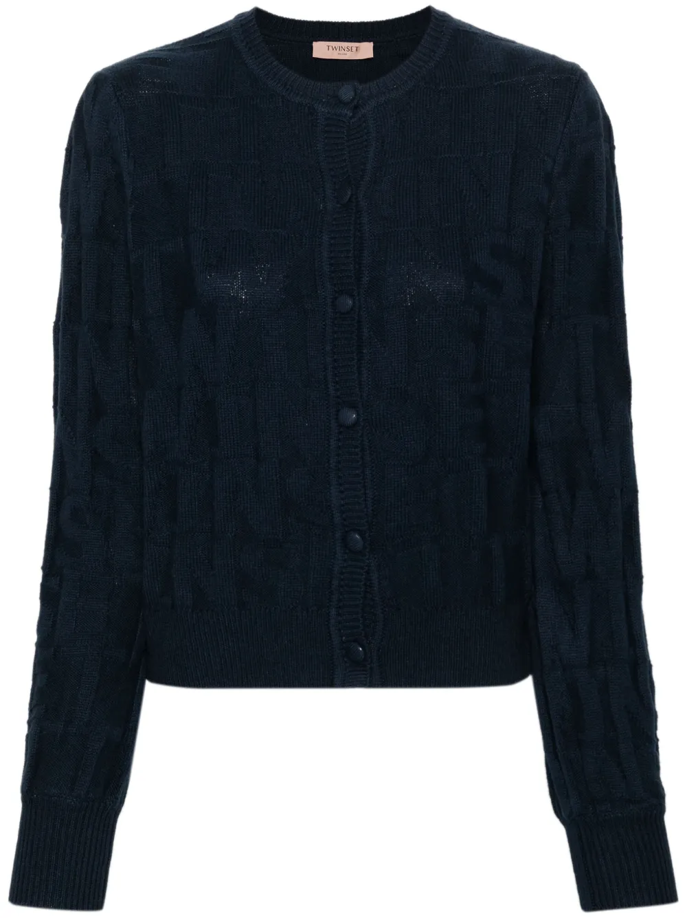 

Кардиган с брошью-логотипом Twinset, синий